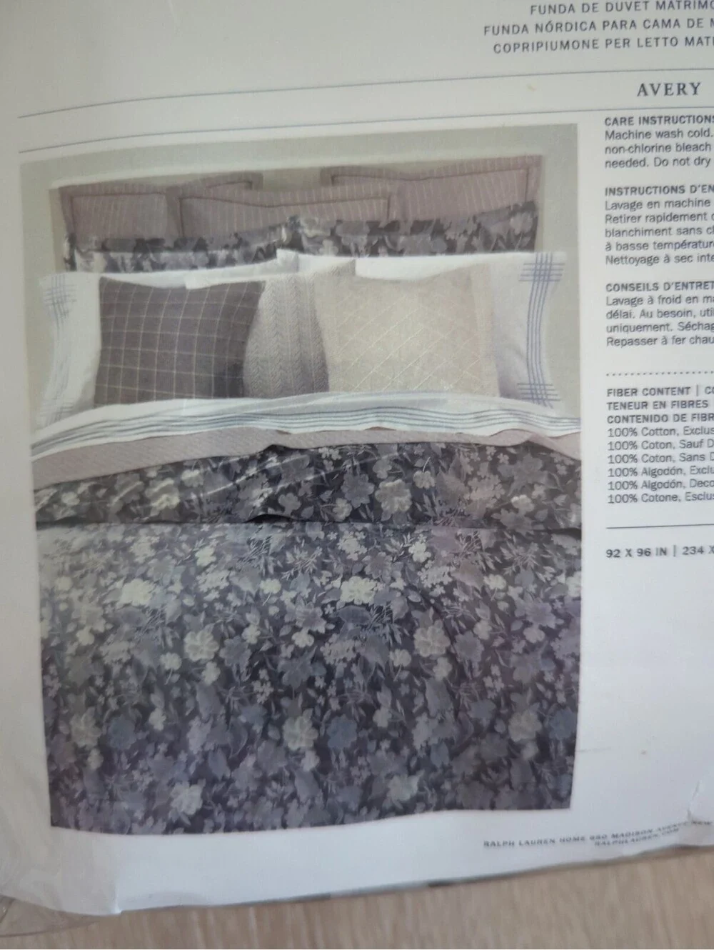 RALPH LAUREN AVERY Full/queen DUVET COVER CHARCOAL HEATHER BNIP $500 BEAUTIFUL